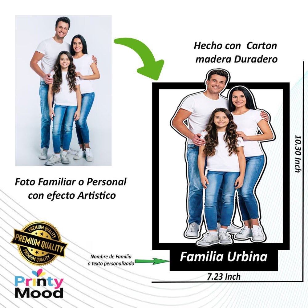 Figura 3D con foto familiar personalizada